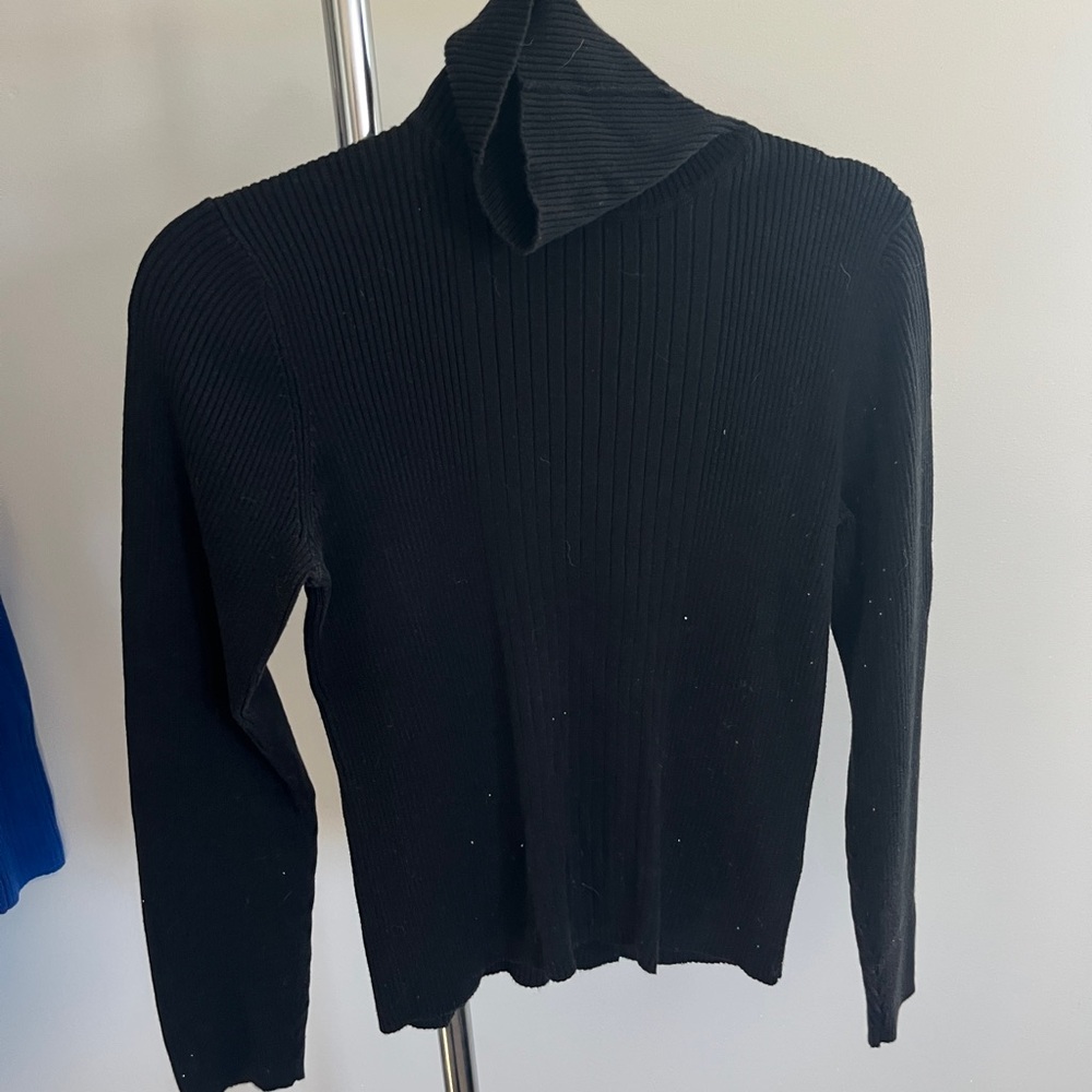 Josephine Chaus Black Ribbed Turtleneck Sweater